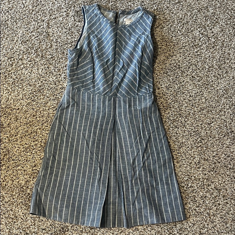 J. Crew Blue and White Striped Midi Dress
